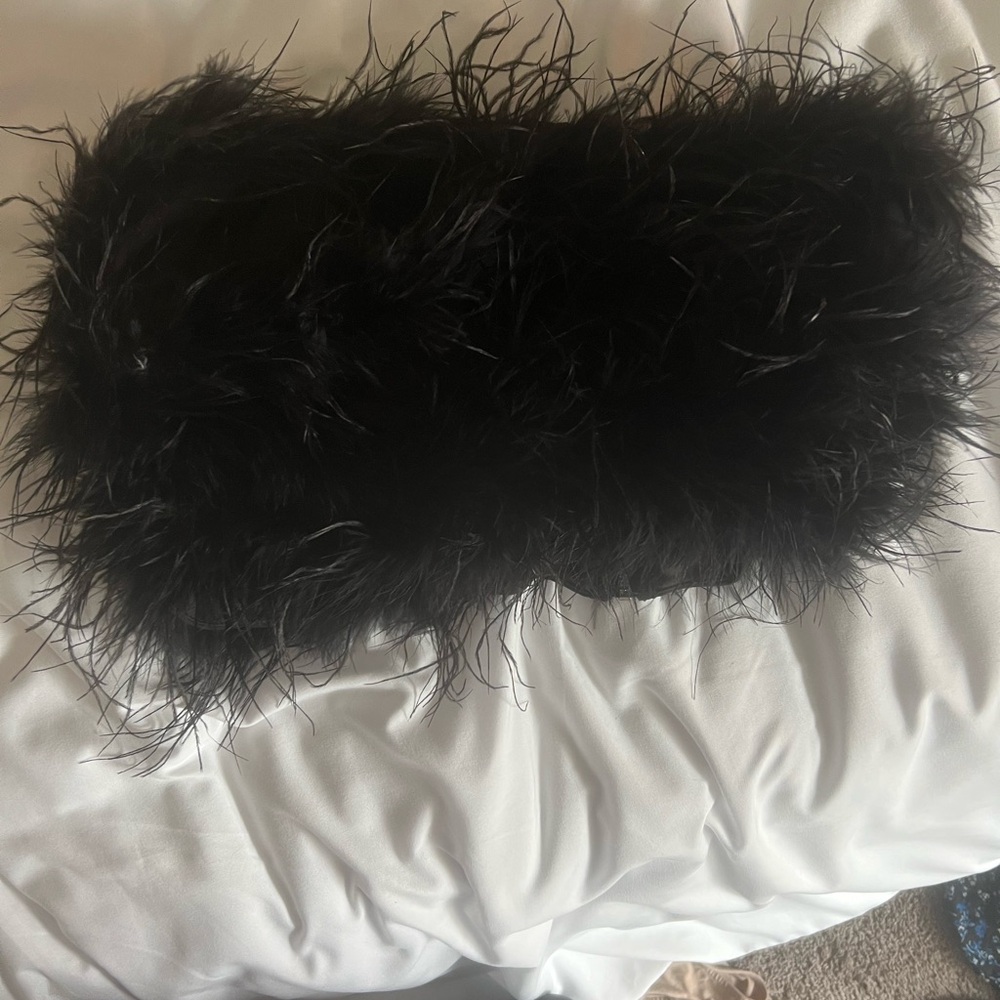 Elegant Black Feathered Clutch